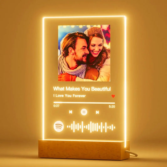 Personalized Anniversary Couples Mother's Day Gifts for Women Men 7 Colors Heart Picture Frame Acrylic Plaque with Night Light