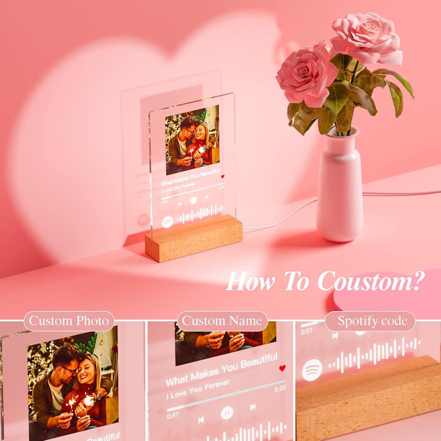 Spotify Plaque Personalized Gifts for Women Men - Acrylic Spotify Song Plaque