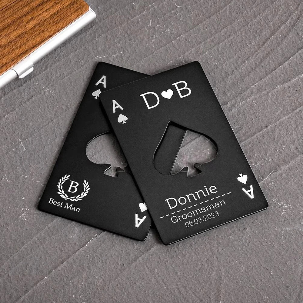 Personalized Ace Of Spades Bottle Opener Birthday Gift Custom Portable Opener Wedding Favors Best Man Groom Gift Groomsman Gifts