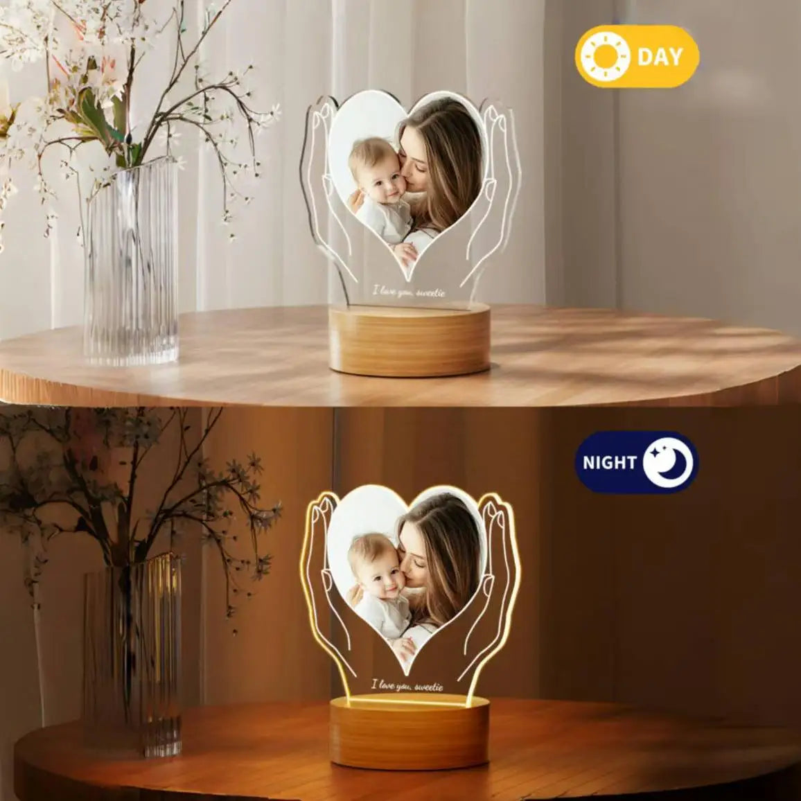 Personalized Valentine's Day Gift For Him (Her), Custom Acrylic Plaque With Photo, Custom Night Light Photo Frame, Suitable For