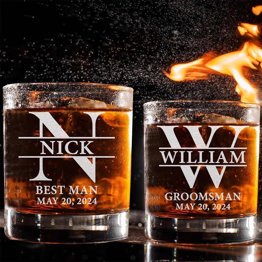 Personalized Groomsman Wedding Gift Custom Best Man Whiskey Glass Engraved Old Fashion Groomsmen Gift Idea Whiskey Drink